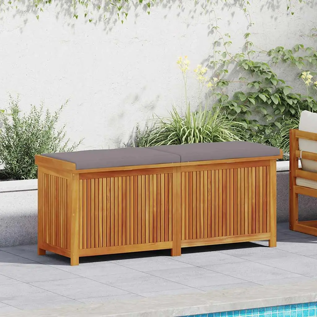 Outdoor Cushion Storage Box Brown 150x50x60.5cm Solid Acacia Wood Garden Organiser