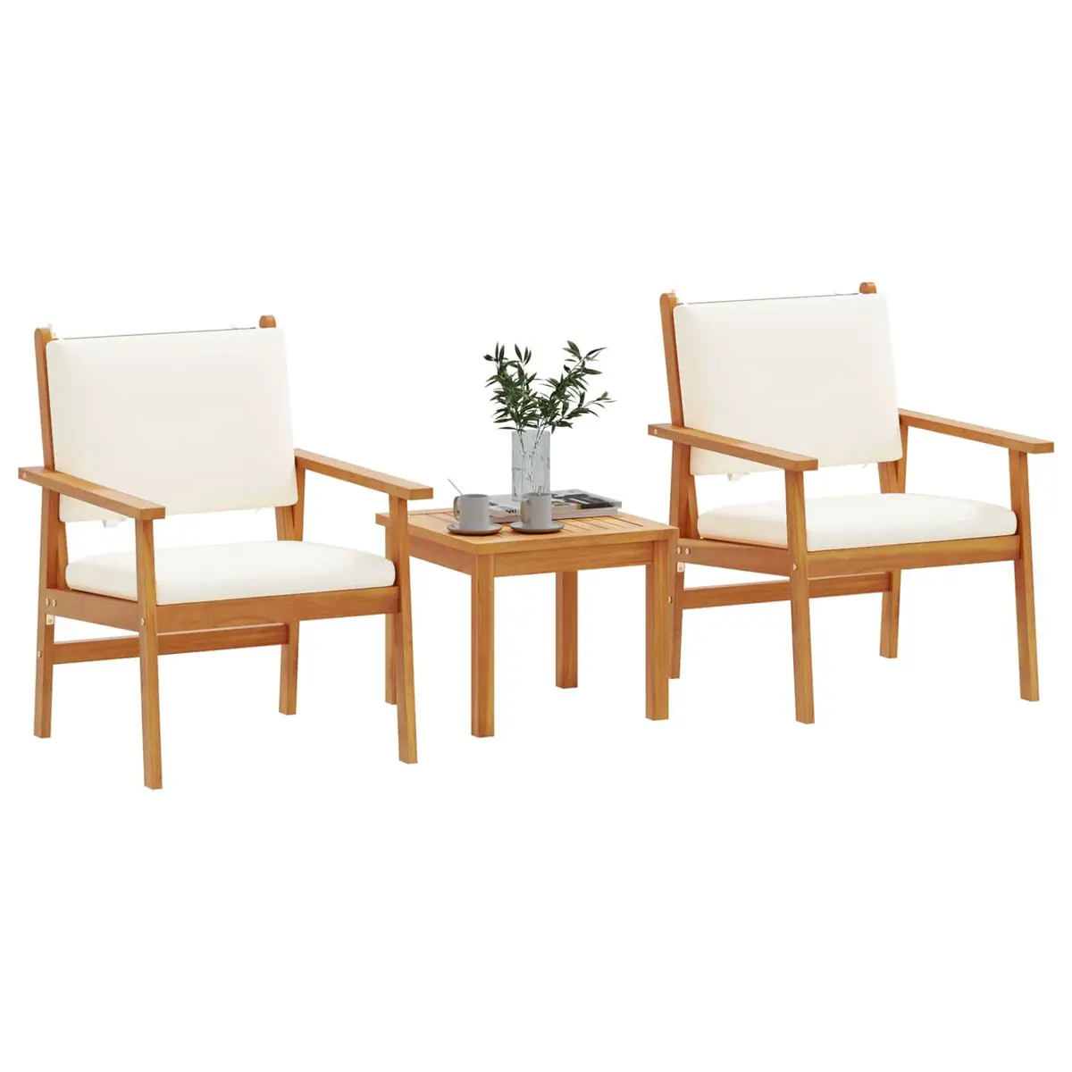 Garden Sofa Set 3 Piece Outdoor Seating Balcony Patio Furniture Cream White