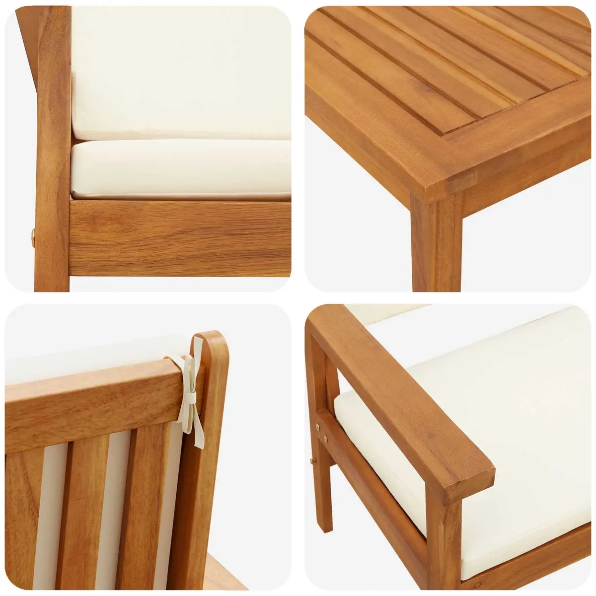 Garden Sofa Set 3 Piece Outdoor Seating Balcony Patio Furniture Cream White