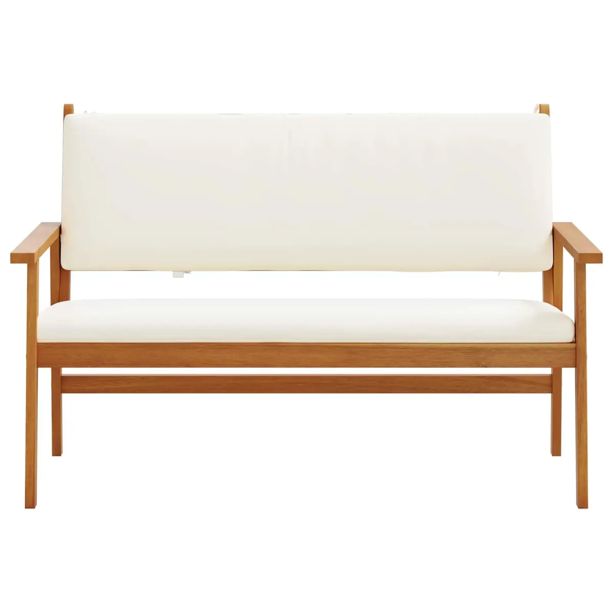 Garden Bench with Cream White Cushion for Comfort