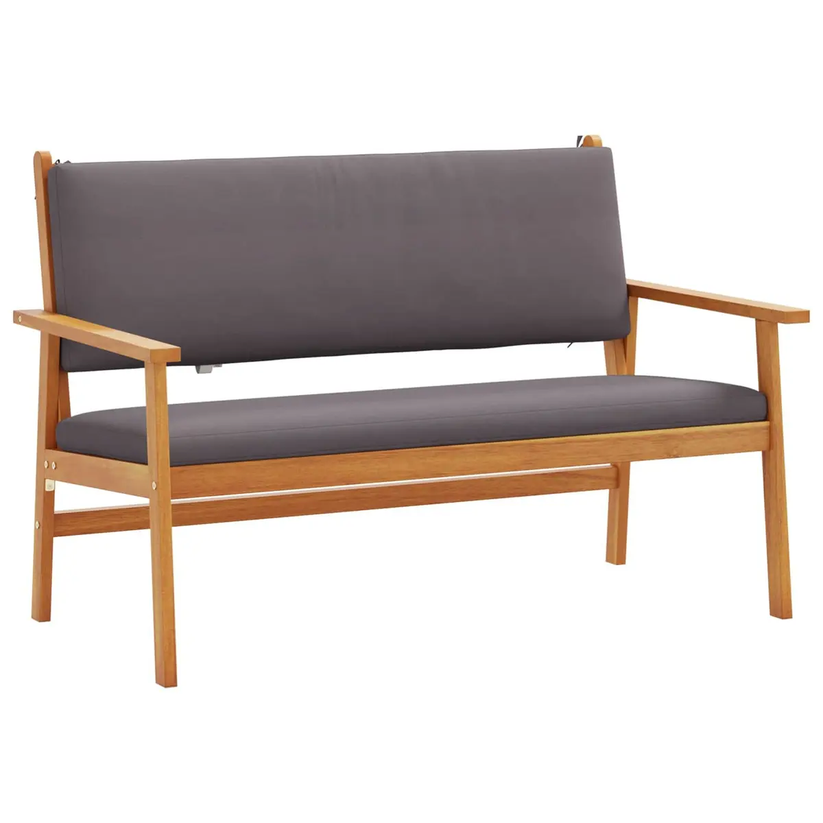 Garden Bench with Cushion Anthracite Outdoor Furniture Acacia Wood Modern Design