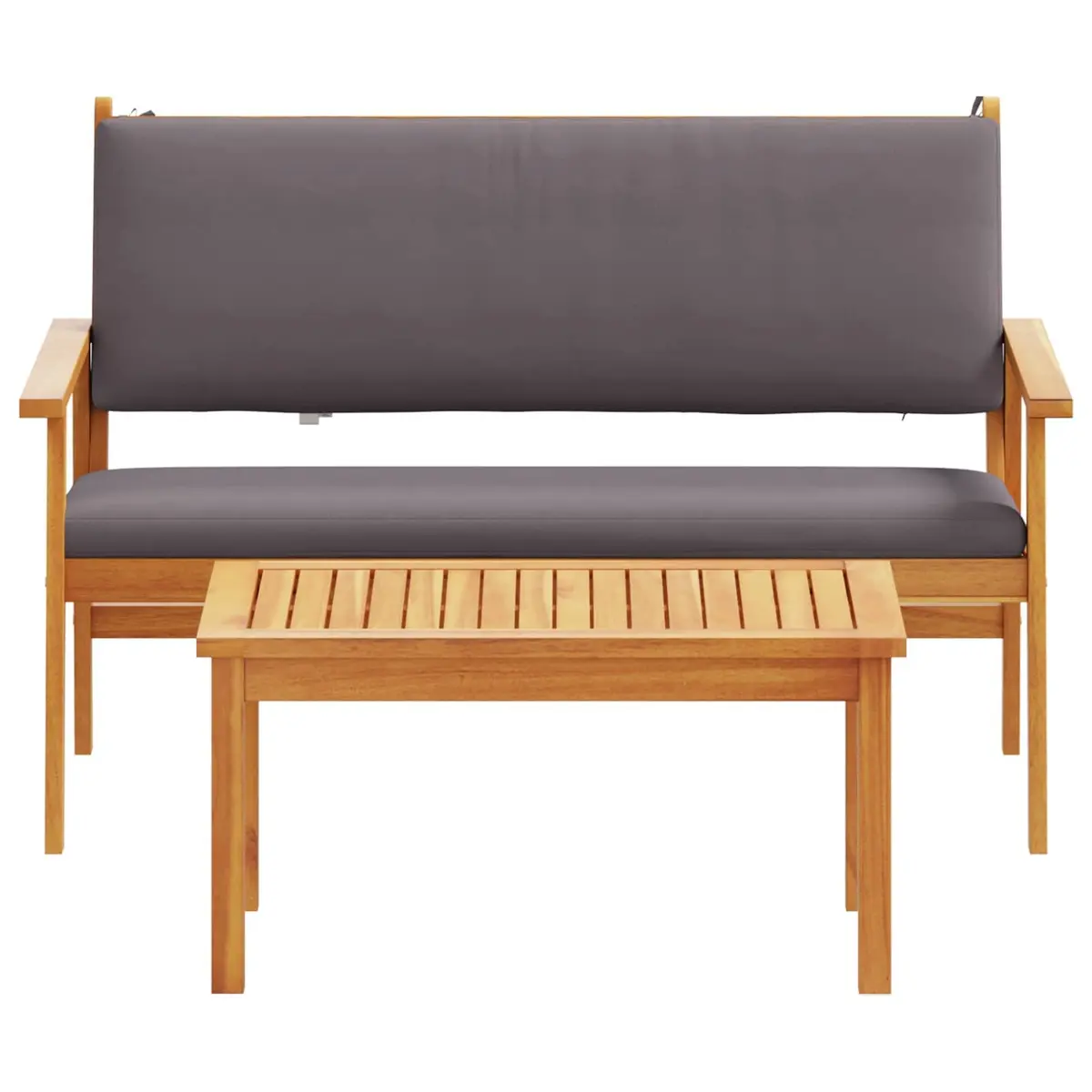 Garden Sofa Set Outdoor Lounge 2 Piece Solid Acacia Wood Anthracite