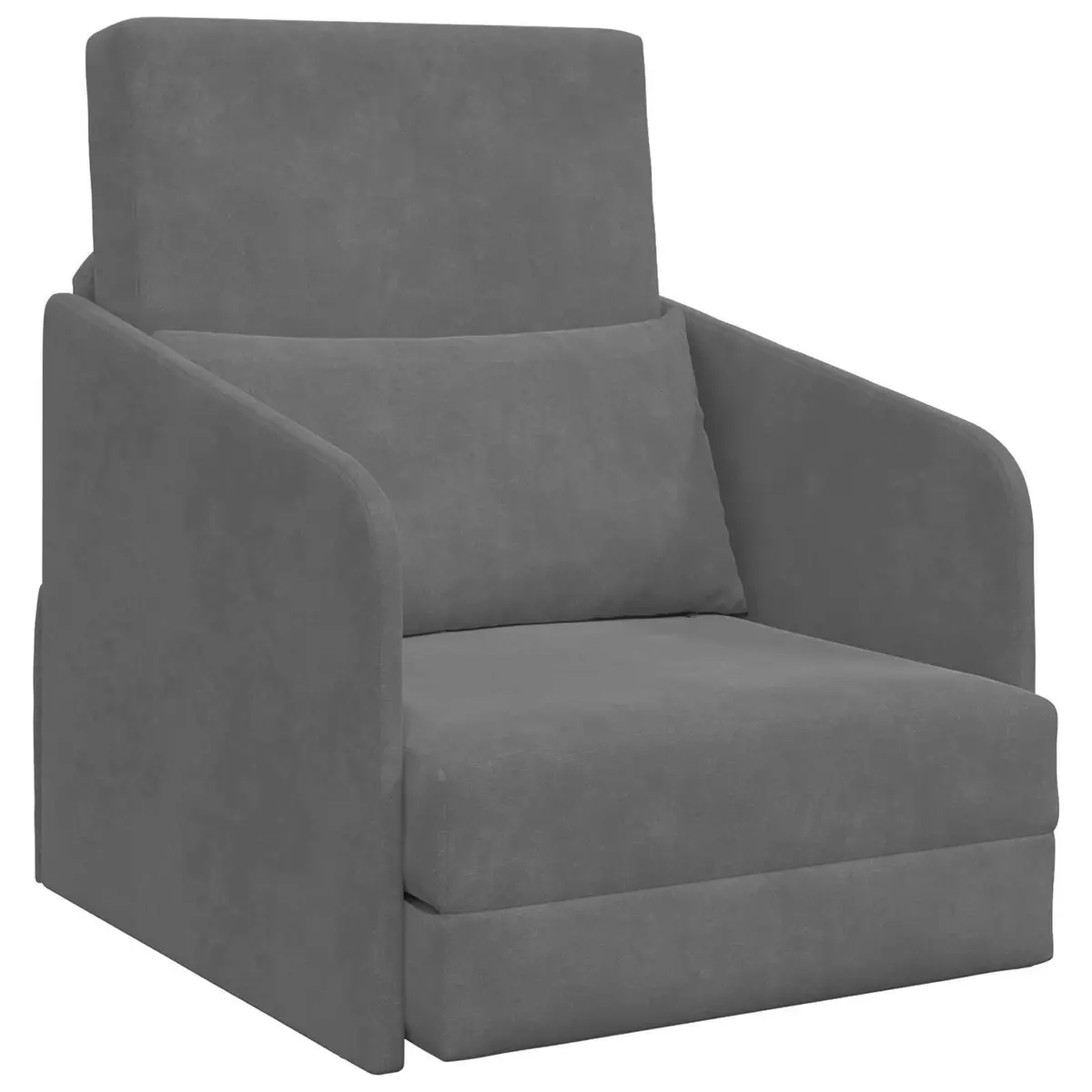 Sofa Bed Grey Velvet Convertible Lounge Furniture 65 x 80 x 83 cm