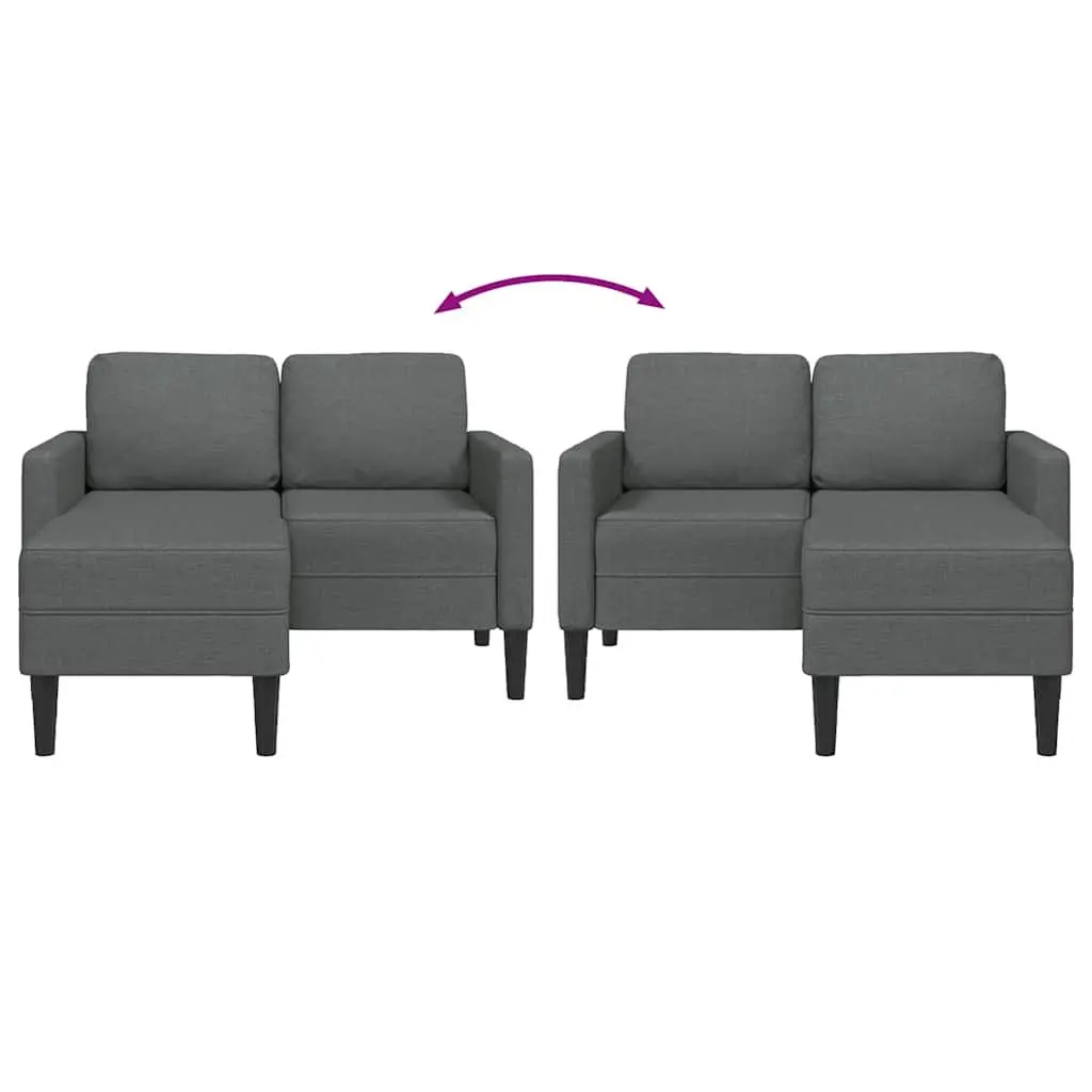 L-Shaped 2-Seater Sofa with Chaise Lounge in Grey