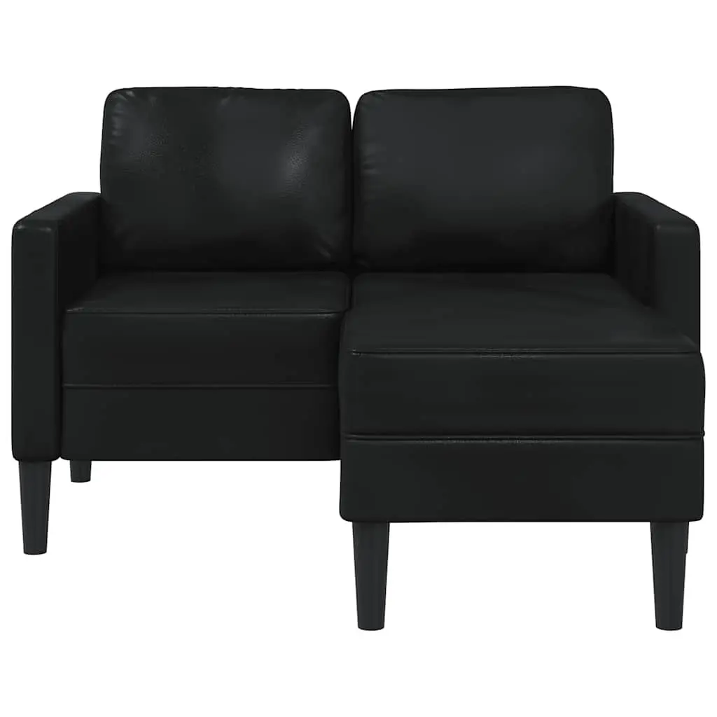 L-Shaped Sofa 2-Seater Chaise Lounge Black Faux Leather