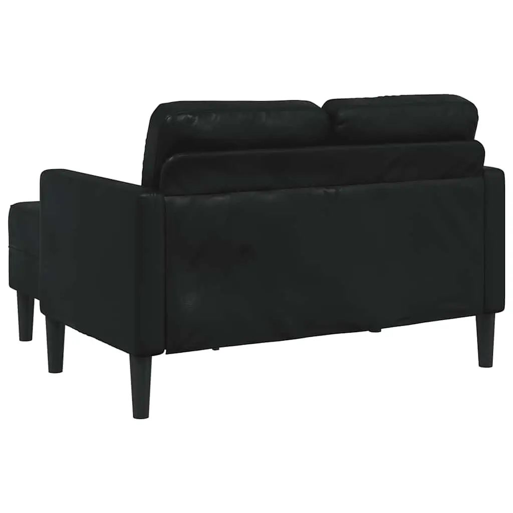 L-Shaped Sofa 2-Seater Chaise Lounge Black Faux Leather