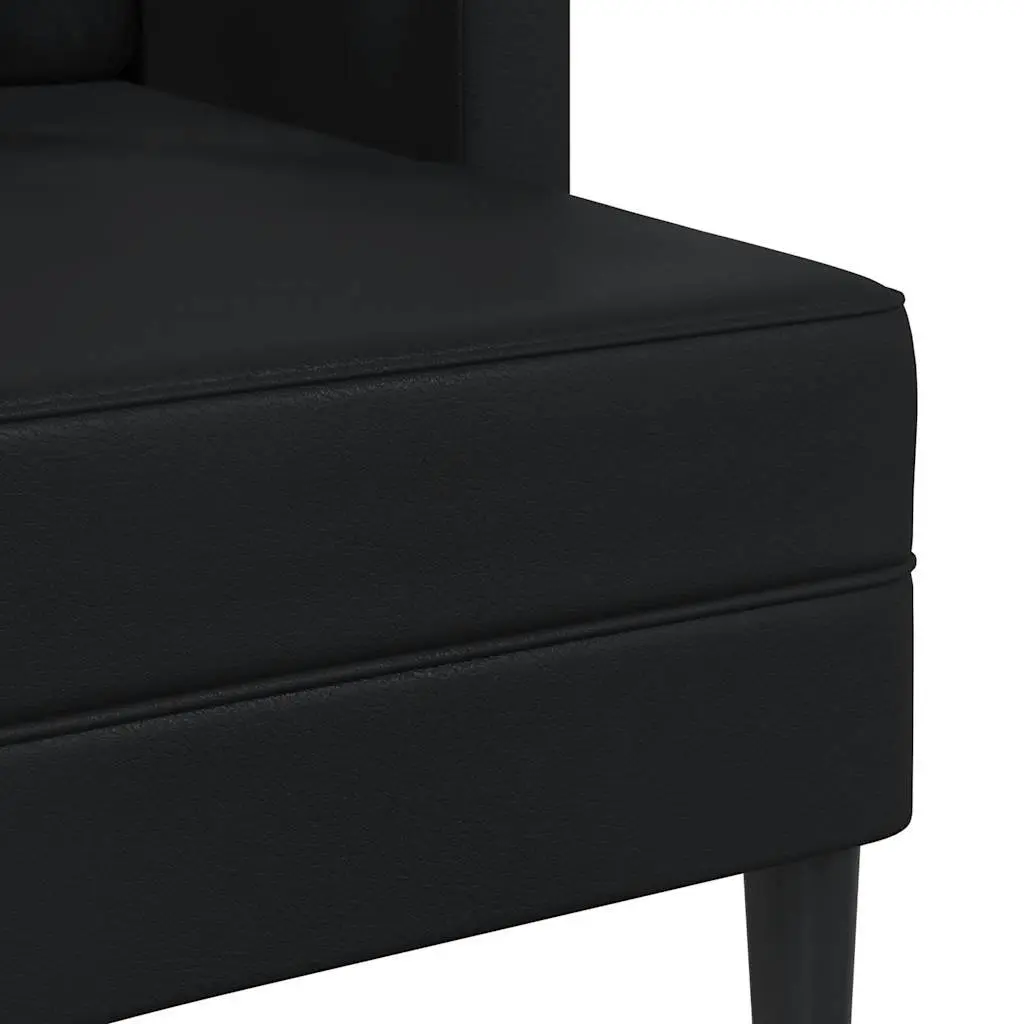L-Shaped Sofa 2-Seater Chaise Lounge Black Faux Leather