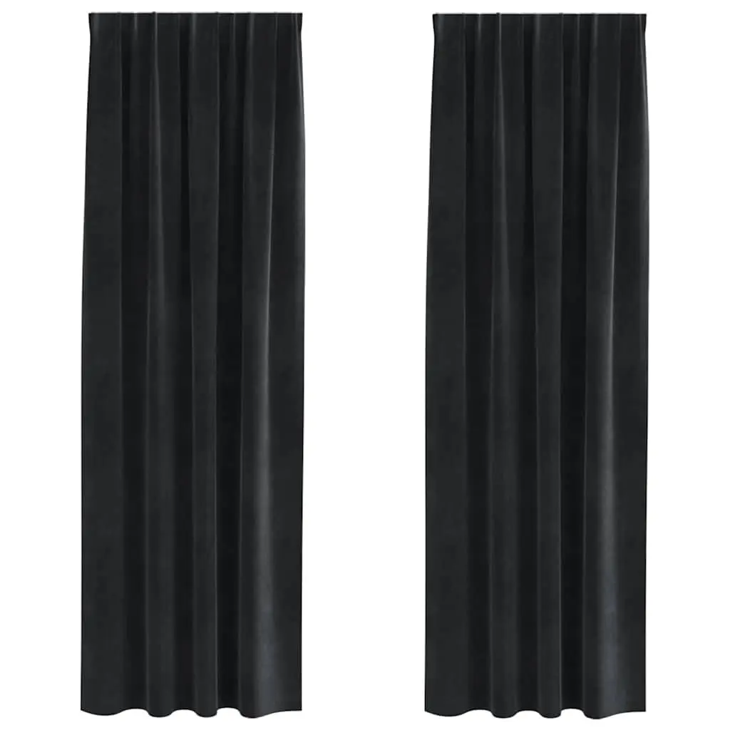Velvet Blackout Curtains 140 x 245 cm Black 2 Piece Window Drapes for Bedroom Living Spaces