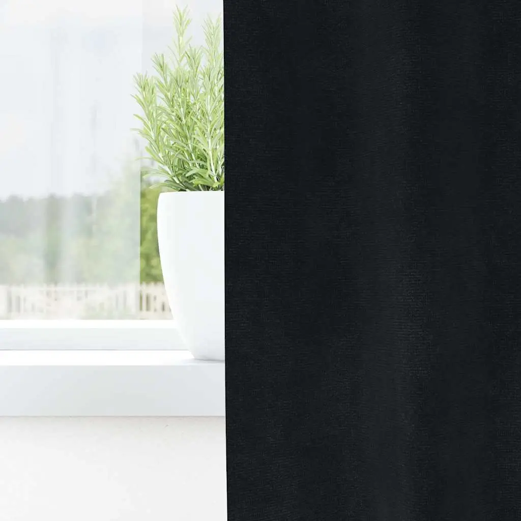 Velvet Blackout Curtains 140 x 245 cm Black 2 Piece Window Drapes for Bedroom Living Spaces