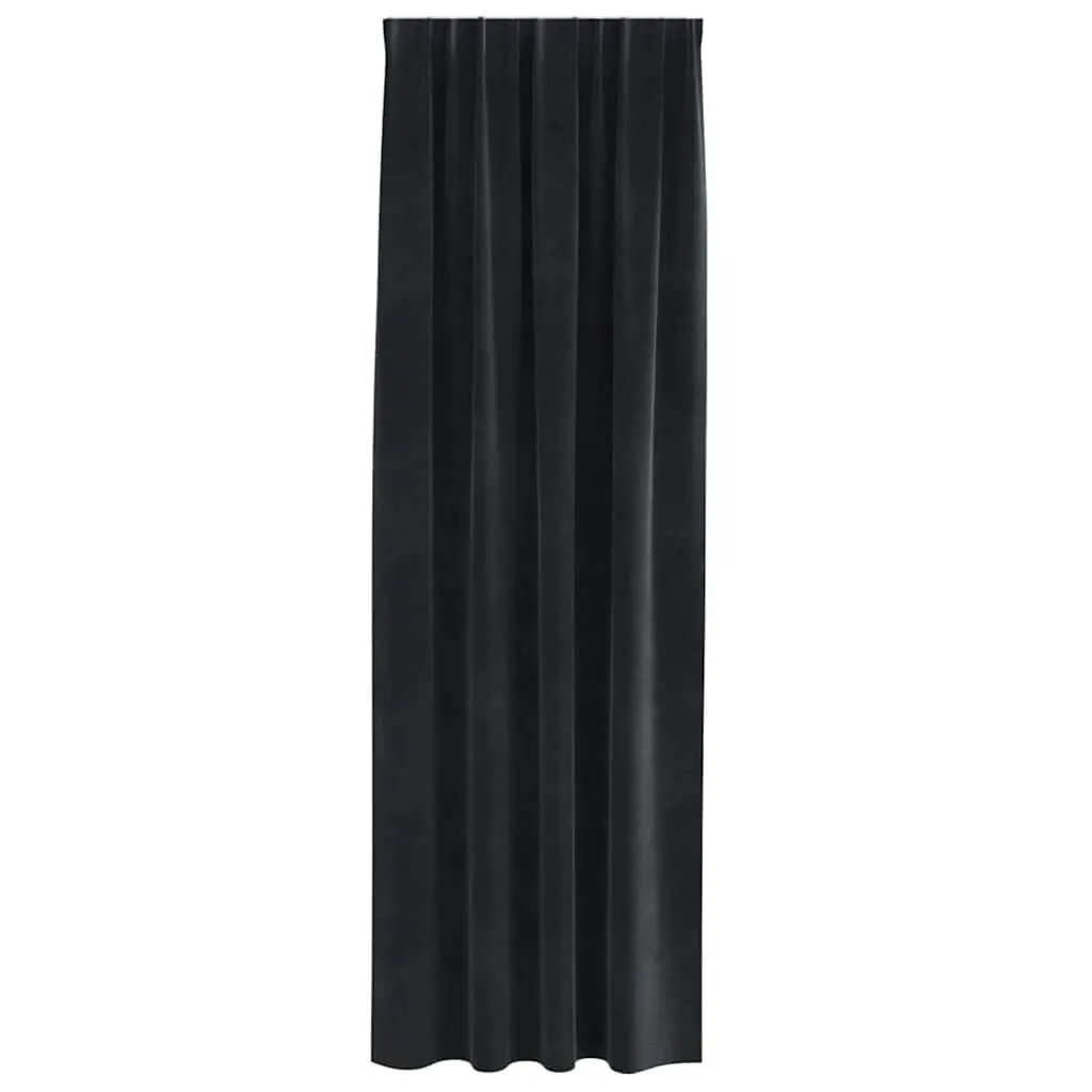 Velvet Blackout Curtains 140 x 245 cm Black 2 Piece Window Drapes for Bedroom Living Spaces