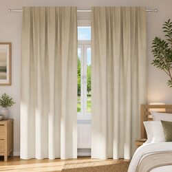 Blackout Curtains 2 Panels Cream 140 x 225 cm Velvet Light Blocking Window