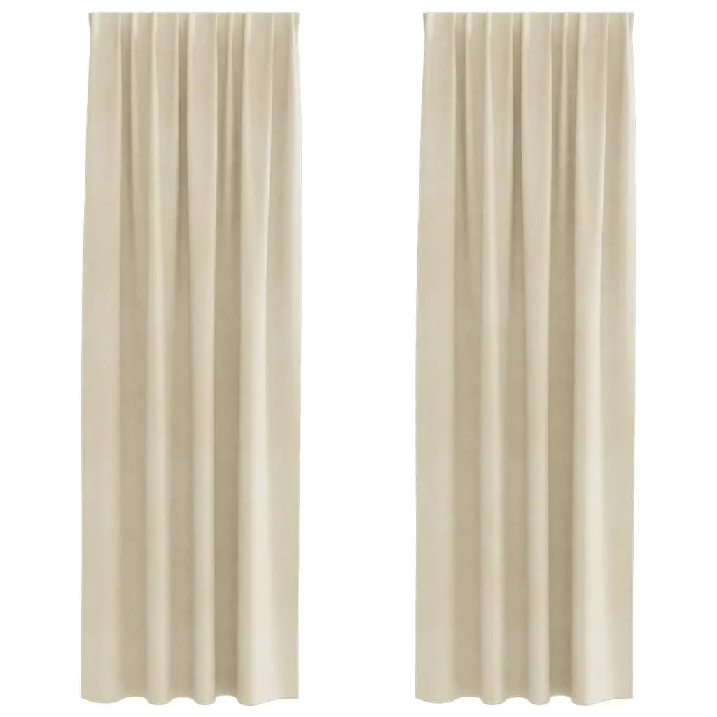 Velvet Drapes 2pcs Cream 140x225cm Blackout Curtains for Bedroom Living Room