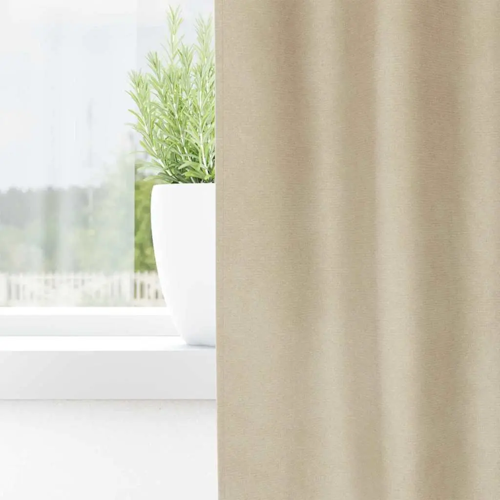 Velvet Drapes 2pcs Cream 140x225cm Blackout Curtains for Bedroom Living Room