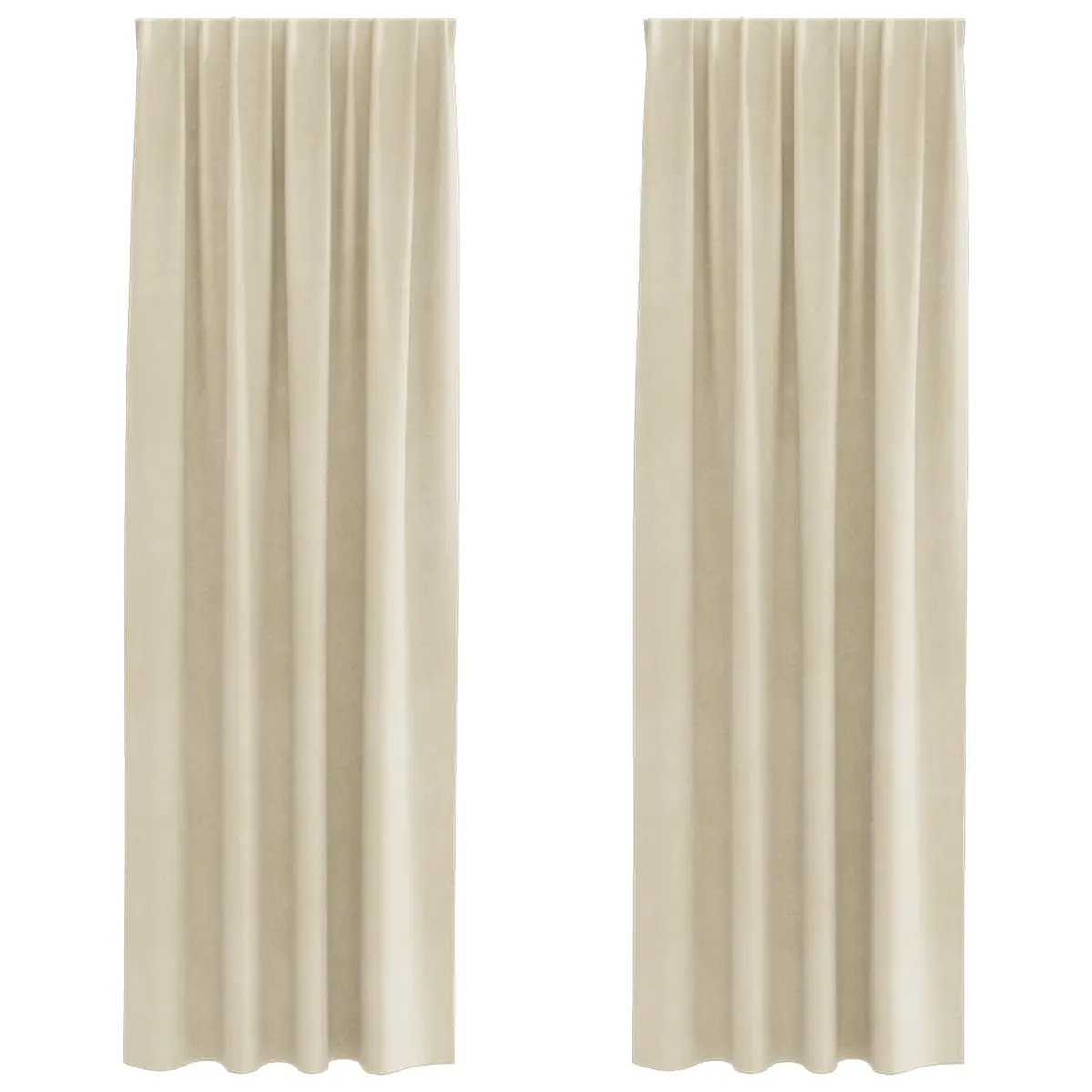 Velvet Curtains Blackout 140 x 260 cm Cream 2 Piece