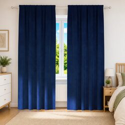 Blackout Curtains 2 pcs Dark Blue Velvet 140 x 245 cm