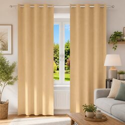 Value-Packed Beige Blackout Curtains, 245 x 140 cm, 2 pcs