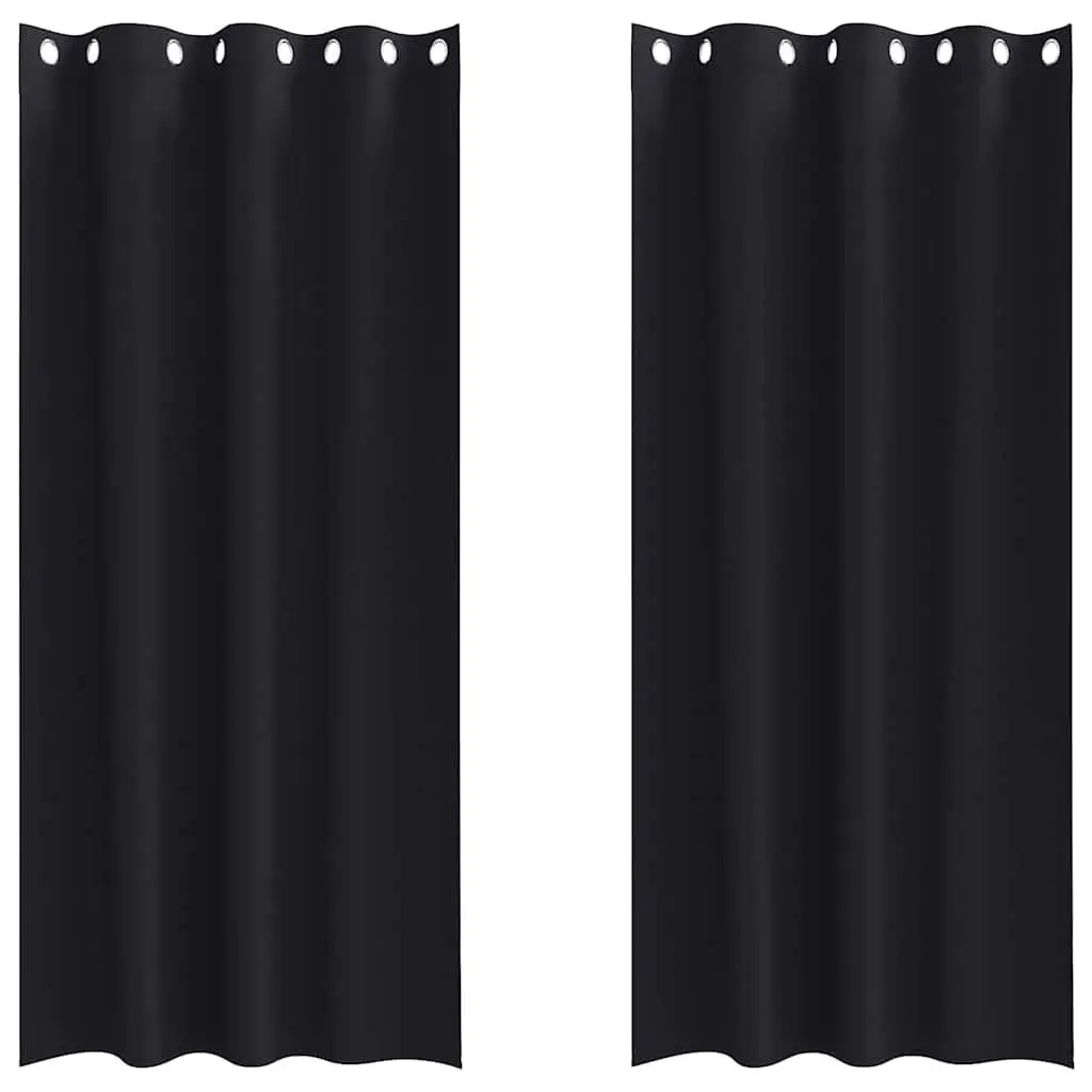 Blackout Curtains 2 pcs Light Control 245 x 140 cm Black