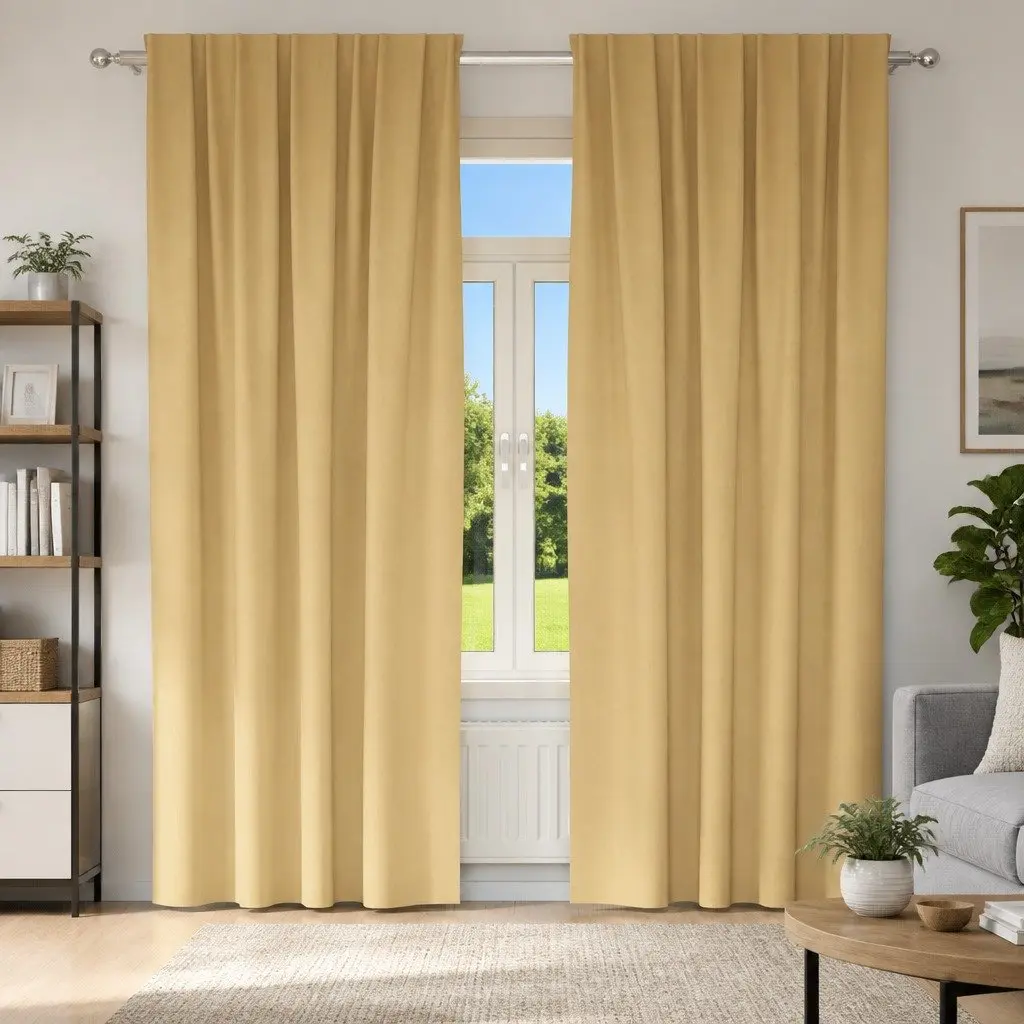 Blackout Curtains with Rings 2 pcs Beige 245 x 140 cm Modern Window Drapes