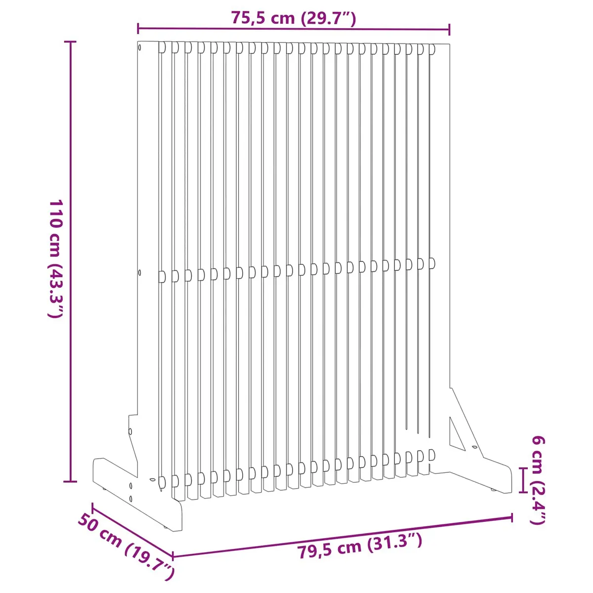Privacy Screen Room Divider Folding Solid Wood 79.5 x 50 x 110 Brown