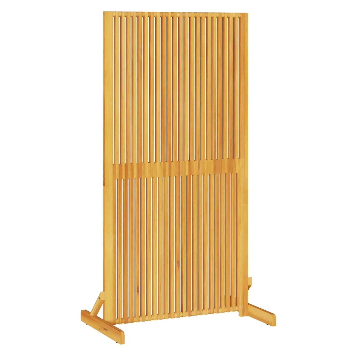 Folding Privacy Screen Room Divider Solid Wood Indoor Outdoor 150cm Brown