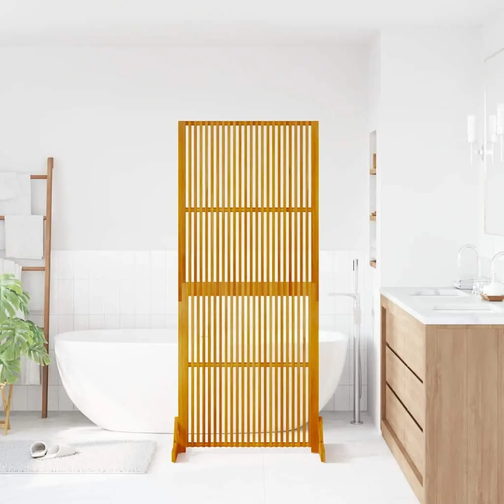 Room Divider Privacy Screen Indoor Outdoor 180.5cm Brown Wooden Slatted Freestanding
