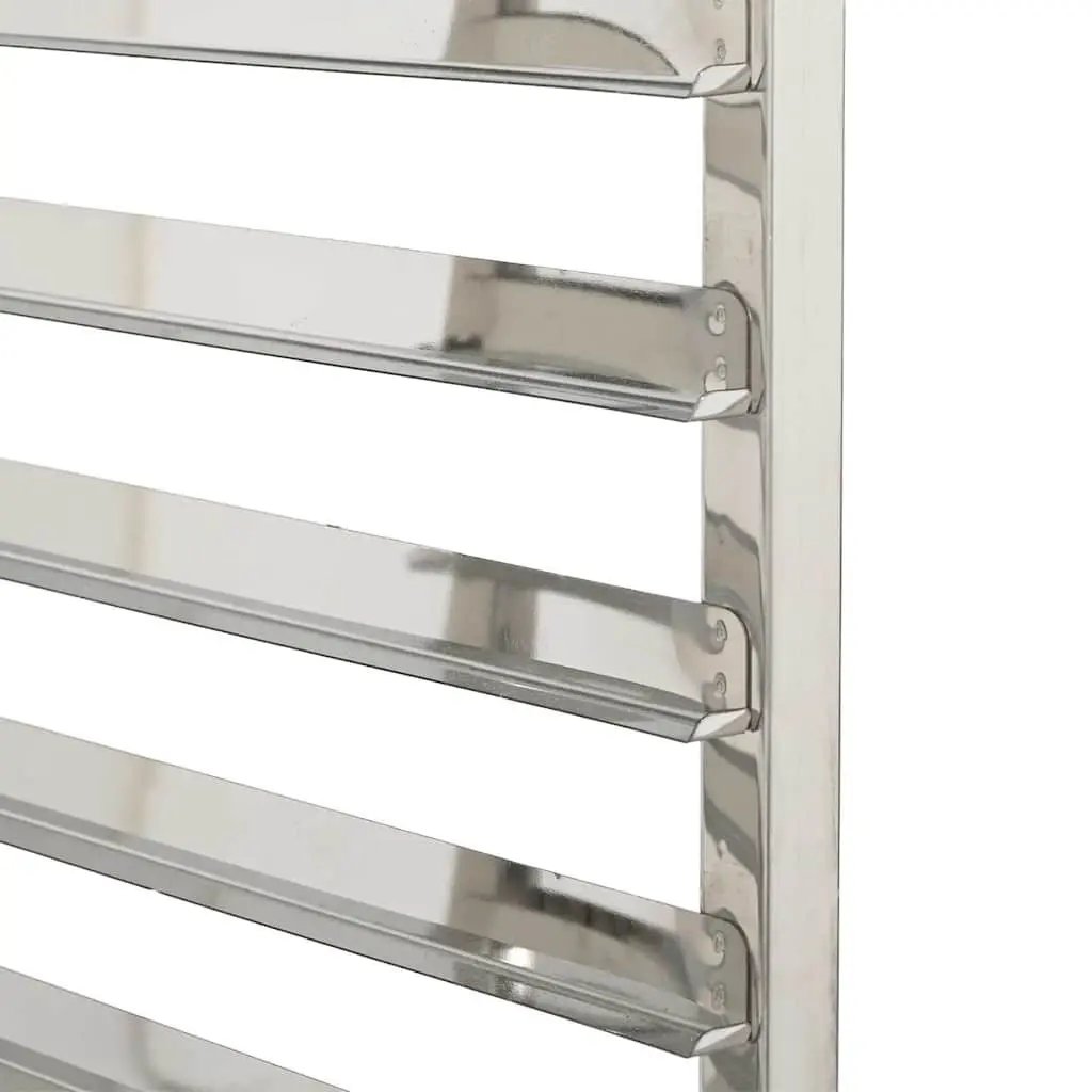 Kitchen Service Cart Tray Trolley Silver Stainless Steel GN Container Storage with Adjustable Height and Four Locking Castors