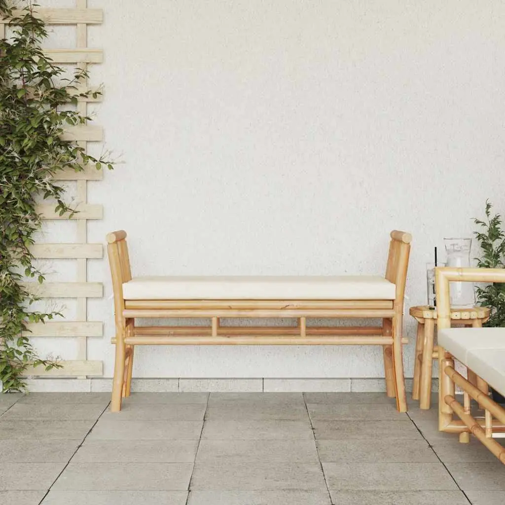 Brown Bamboo Bench 110x38x65cm for Relaxation