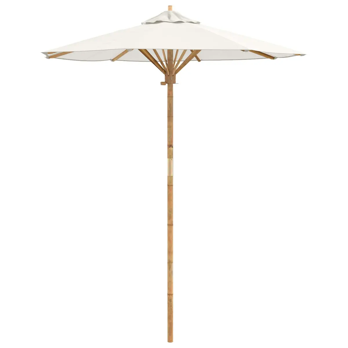 Garden Parasol Round Outdoor Shade 180cm Cream White Bamboo Frame