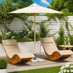 Reliable Round Garden Parasol Cream White Ø 217 x 230 cm Bamboo Frame