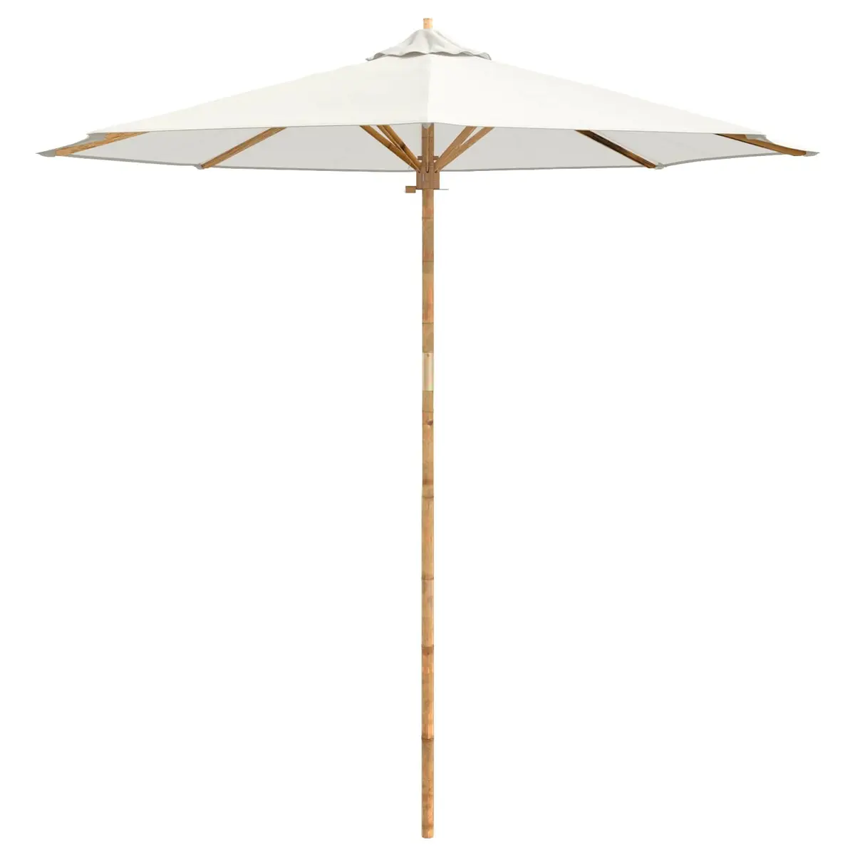 Garden Parasol Outdoor Sunshade 240cm Cream White Round Canopy Bamboo Frame