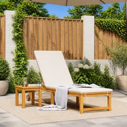 Comfortable Outdoor Sun Lounger in Brown Acacia