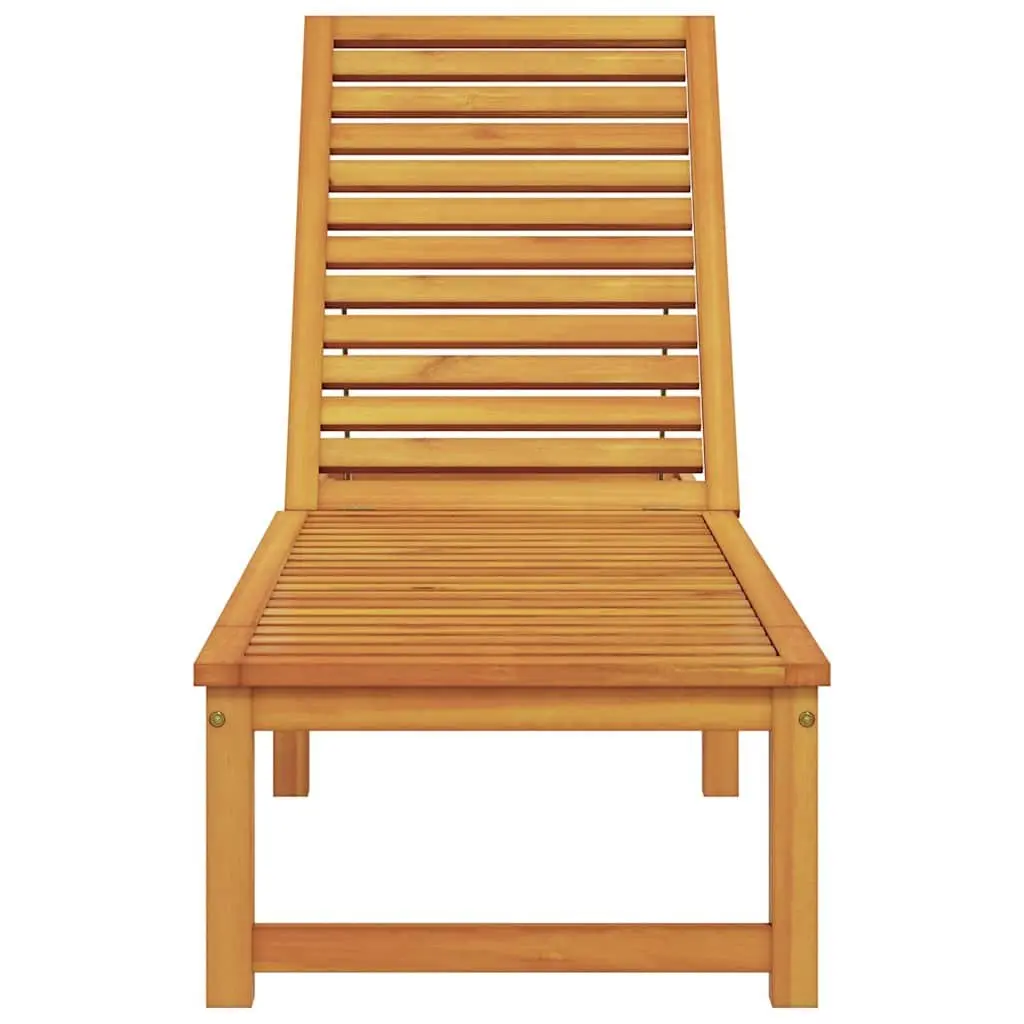 Sun Lounger Reclining Chair Outdoor Garden Patio Lounge Seat 202 x 53 x 89 cm Brown Acacia Wood