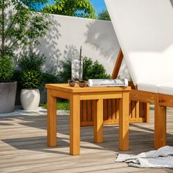 Warm Brown Square Side Table Made of Acacia Wood
