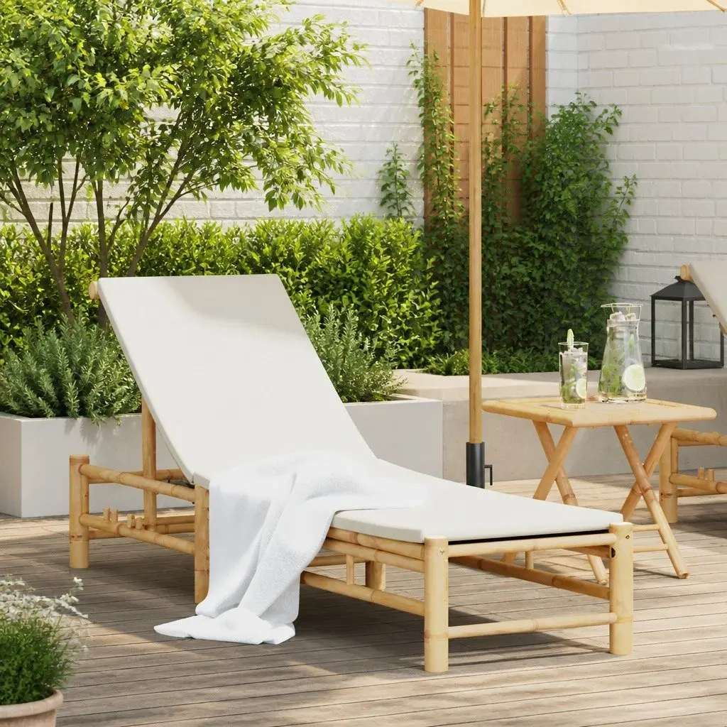 Sun Lounger Adjustable Backrest Outdoor Garden Patio Lounge Chair Brown