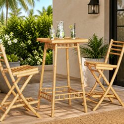 Practical Bamboo Outdoor Bar Table 55x55x100 cm