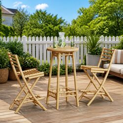 3-Piece Bamboo Outdoor Bar Set - Practical and Stylish