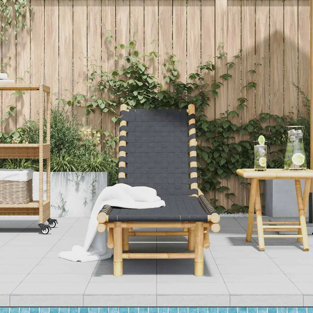 Bamboo Sun Lounger with Adjustable Backrest