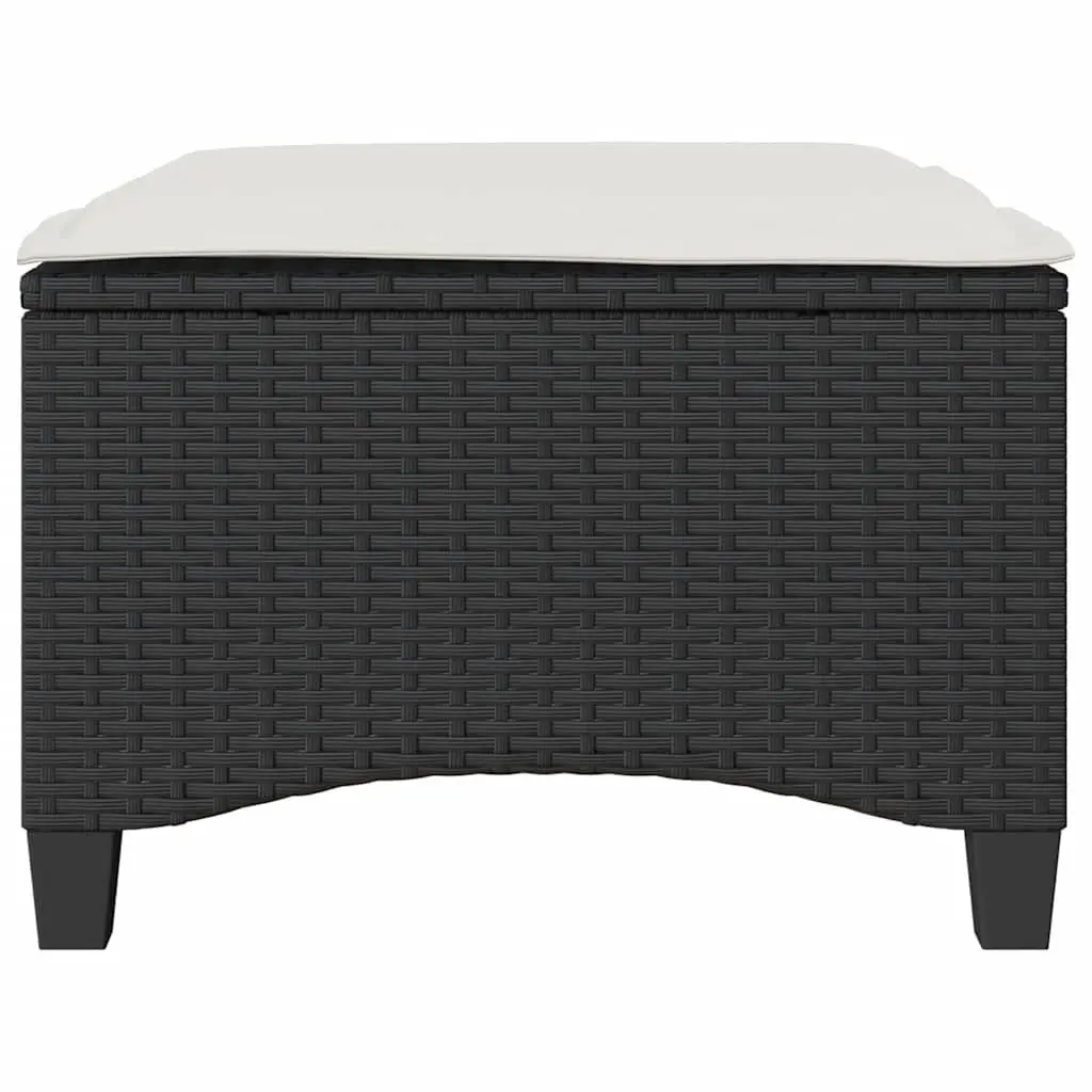 Garden Stools Outdoor Foot Rests 2 pcs Black Poly Rattan