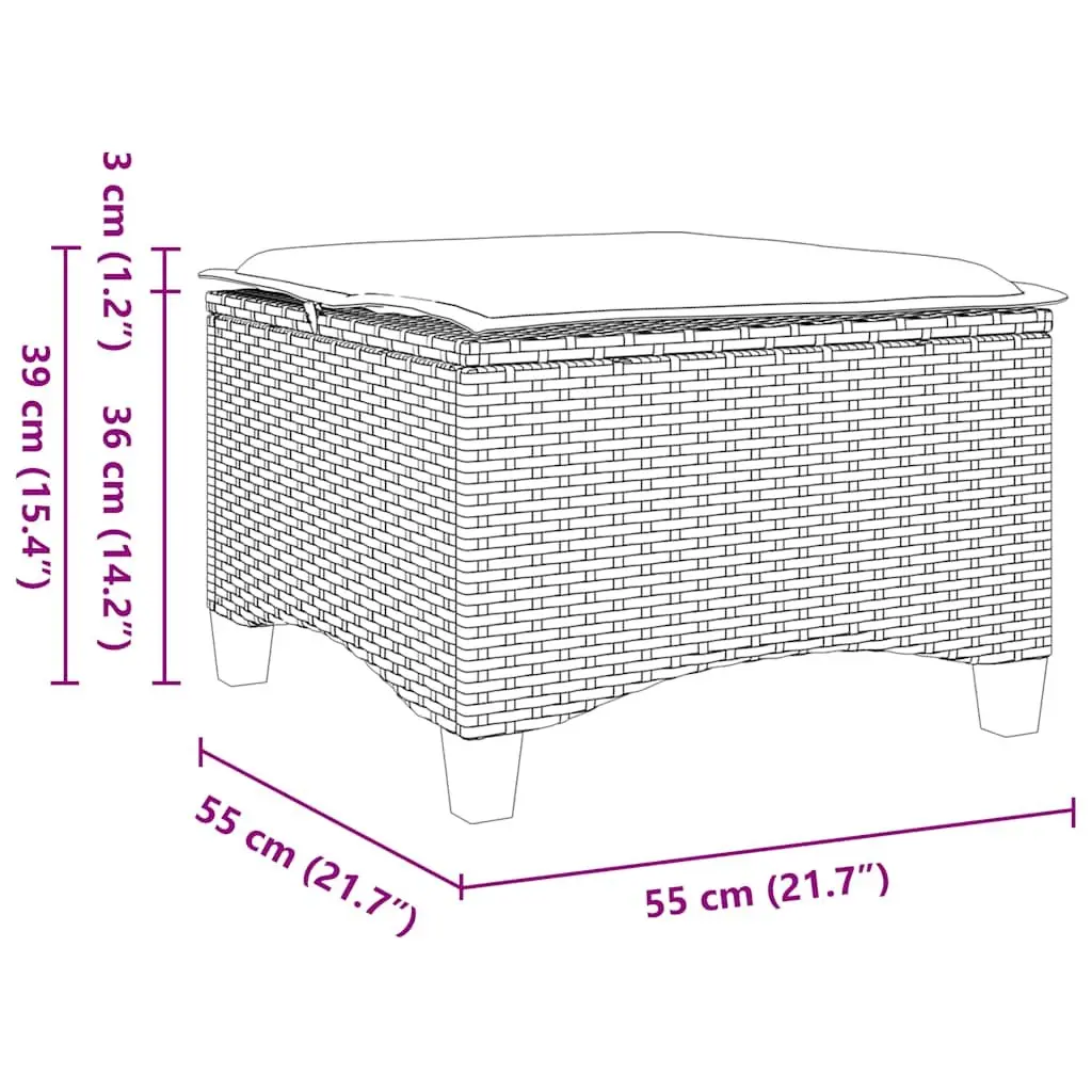 Garden Stools Outdoor Foot Rests 2 pcs Black Poly Rattan