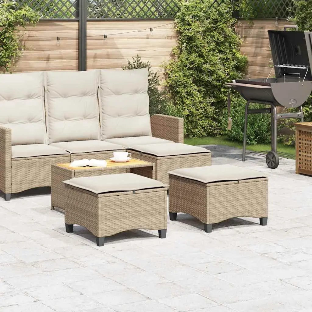 Garden Stools 2 pcs Outdoor Footrest 55x55x36 cm Beige