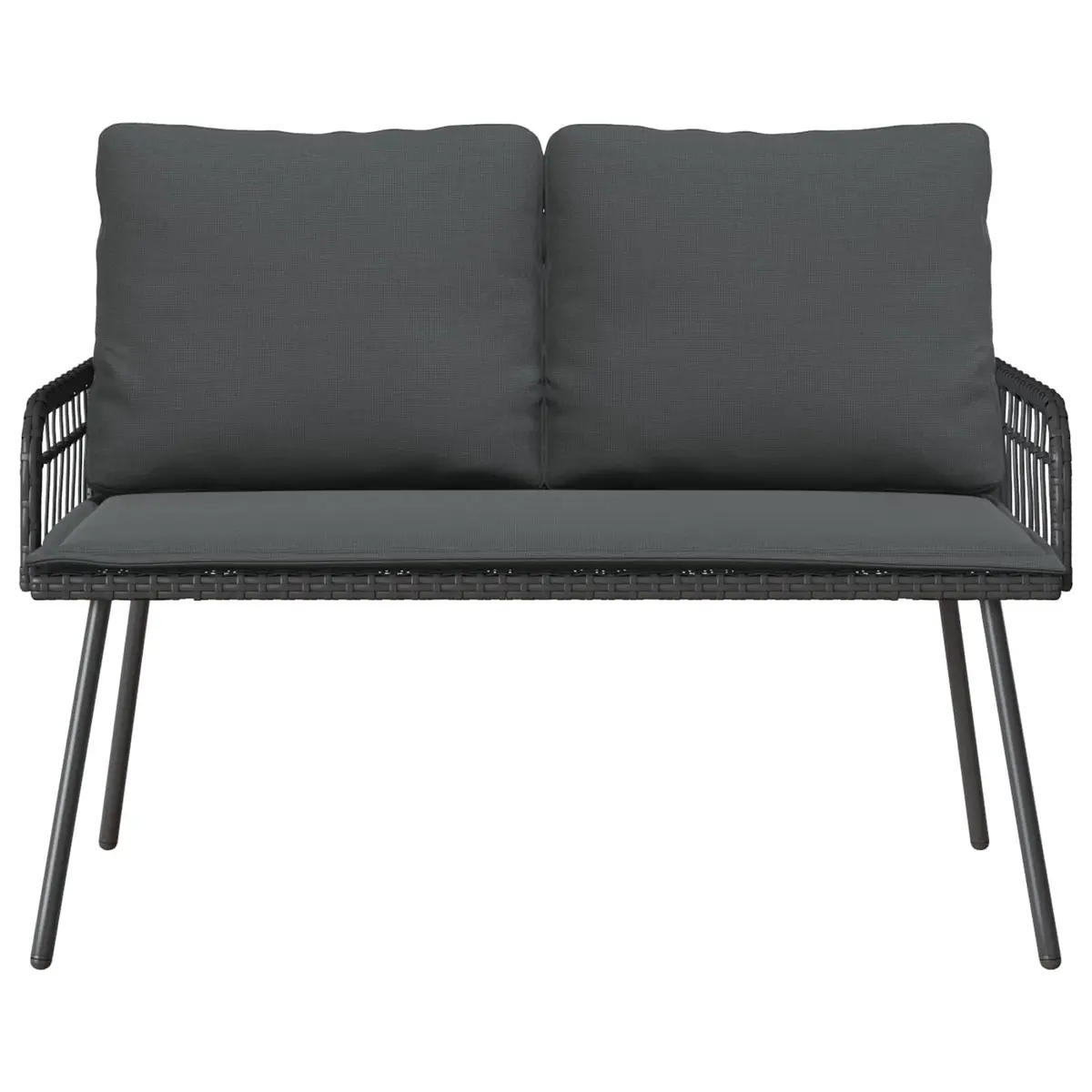 Garden Bench Outdoor Seating 114cm Black Steel Frame Poly Rattan
