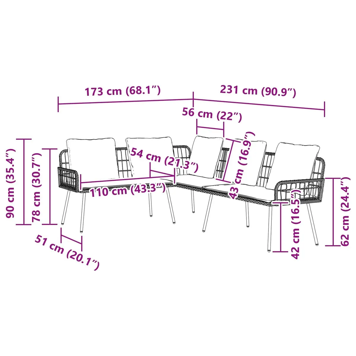 L-Shaped Outdoor Sofa
