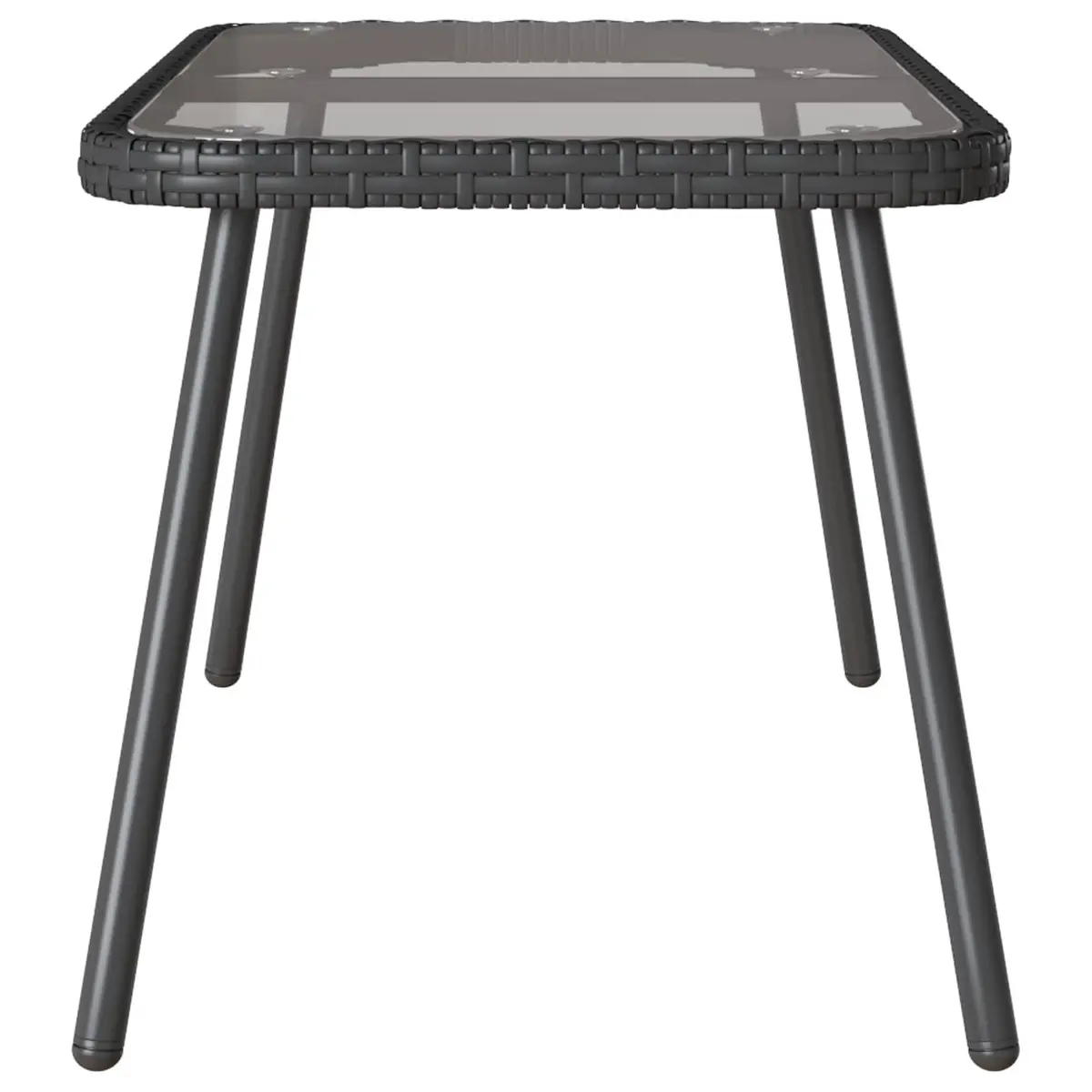 Outdoor Coffee Table Black Poly Rattan Glass Top 90 x 45 x 43 cm