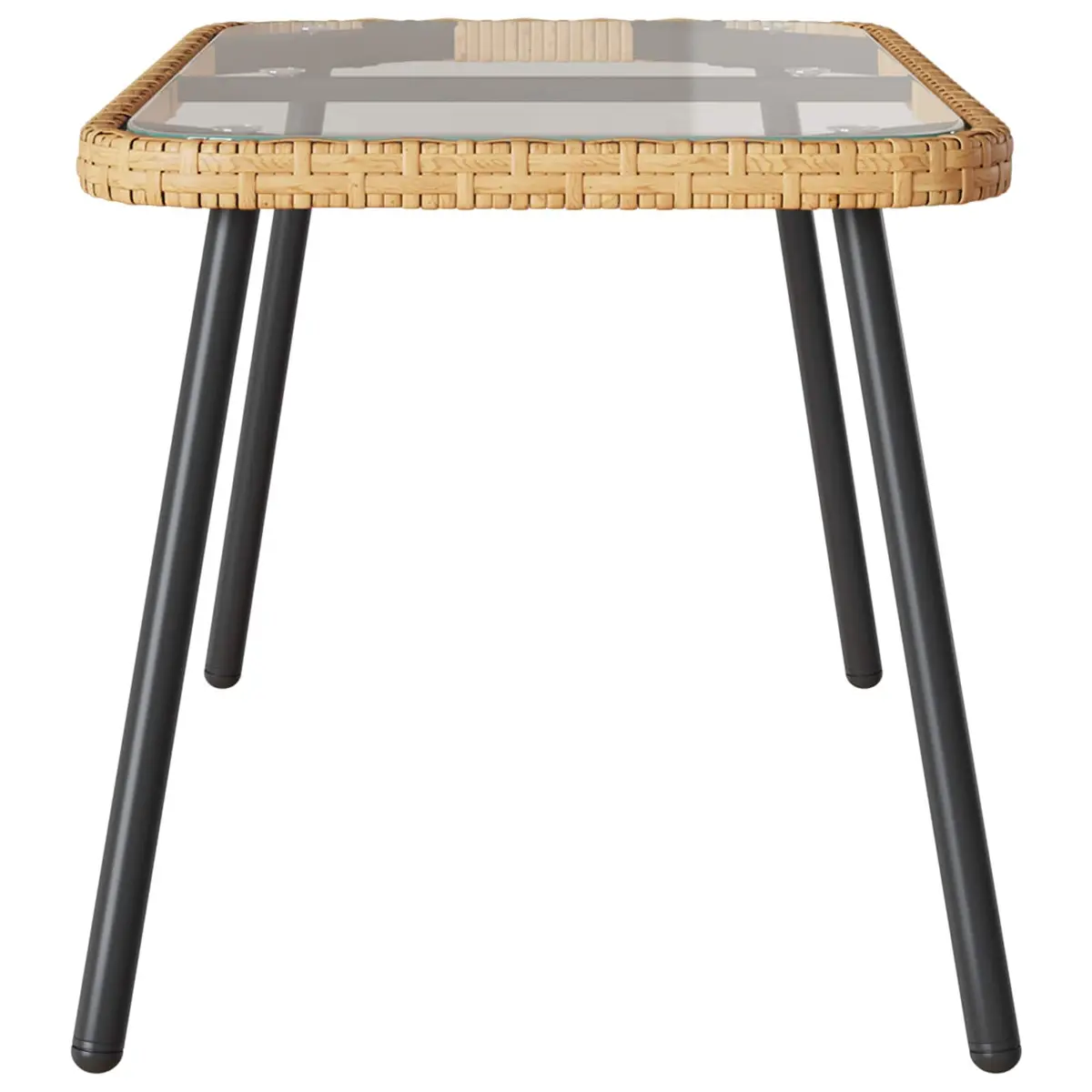 Outdoor Coffee Table Brown Poly Rattan Glass Top Garden Terrace Patio Furniture
