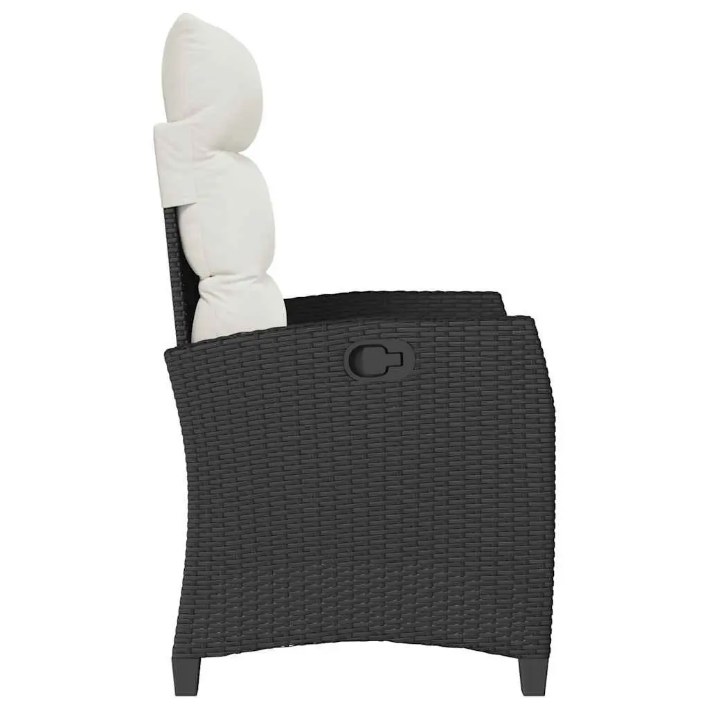 Reclining Garden Chair Adjustable Backrest Foldable Side Table Black Poly Rattan