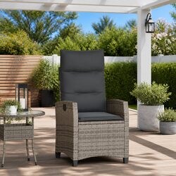 Reclining Garden Chair Outdoor Seating with Foldable Side Table Grey