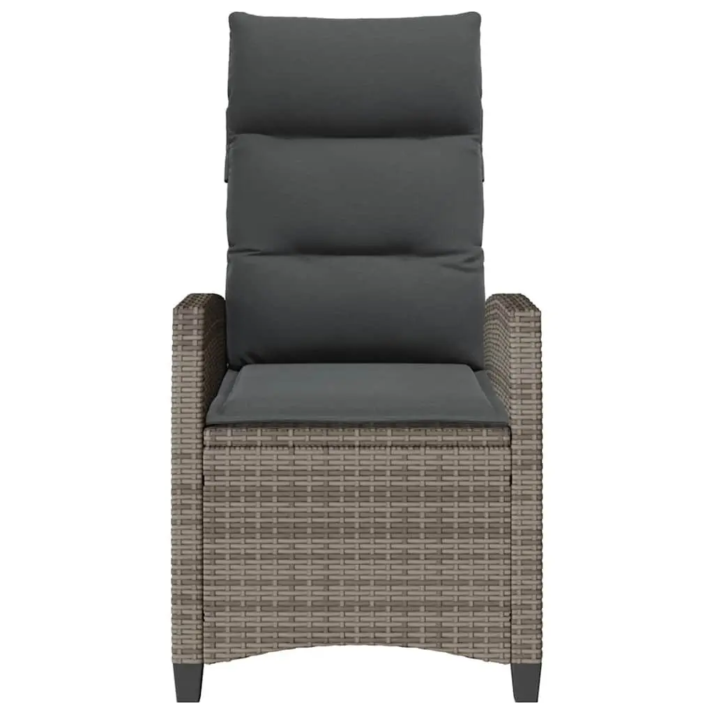 Reclining Garden Chair Outdoor Seating Adjustable Backrest Foldable Side Table Grey