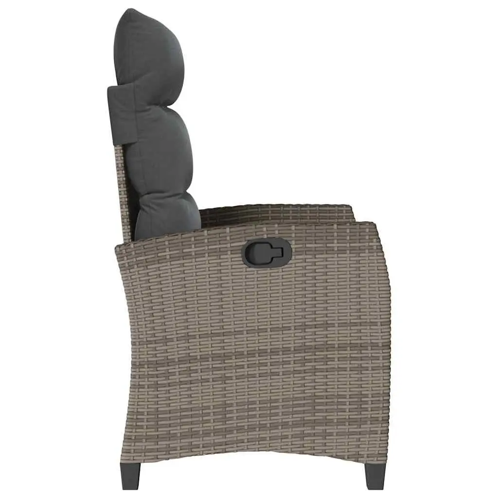Reclining Garden Chair Outdoor Seating Adjustable Backrest Foldable Side Table Grey