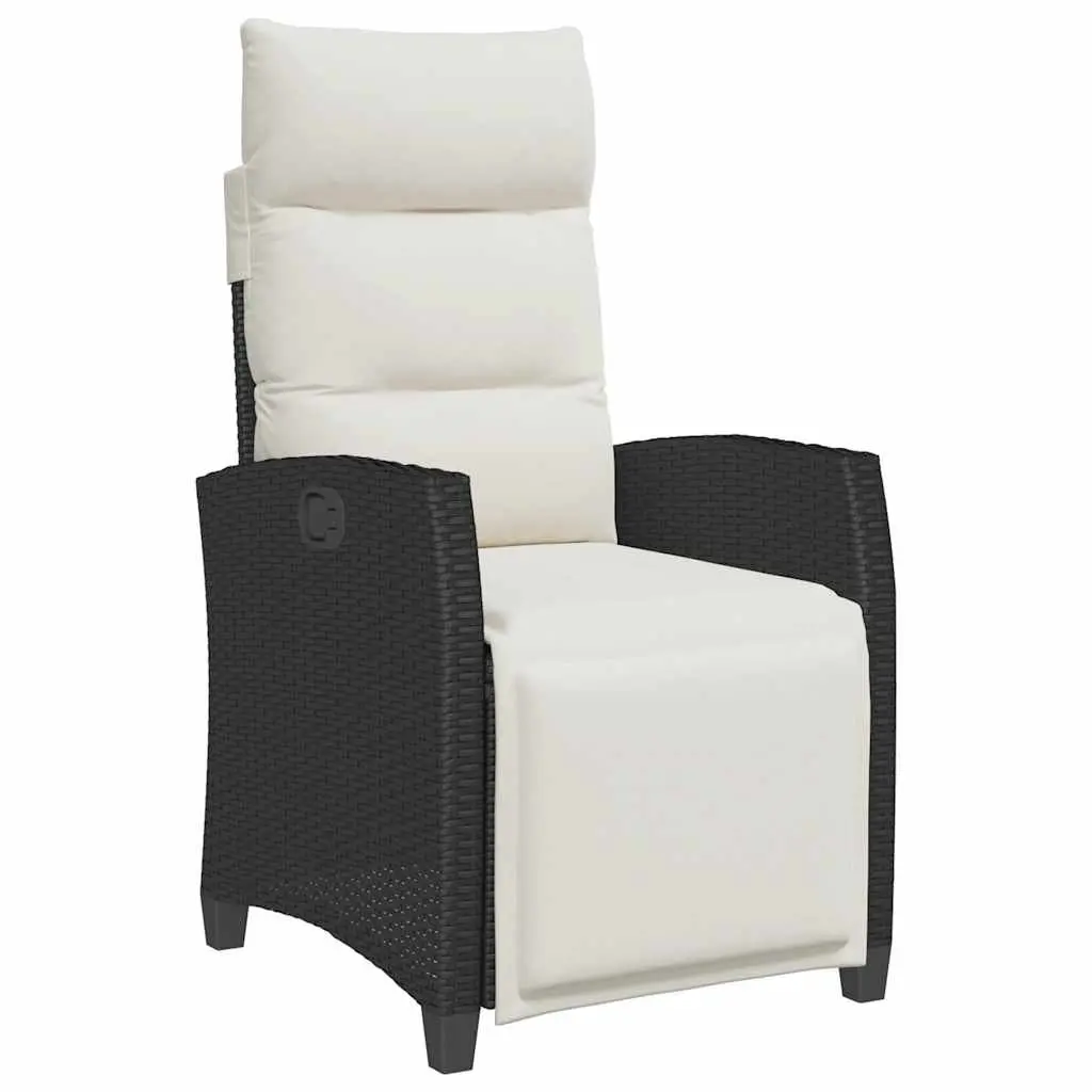 Reclining Garden Chair Adjustable Backrest Footrest Side Table Black