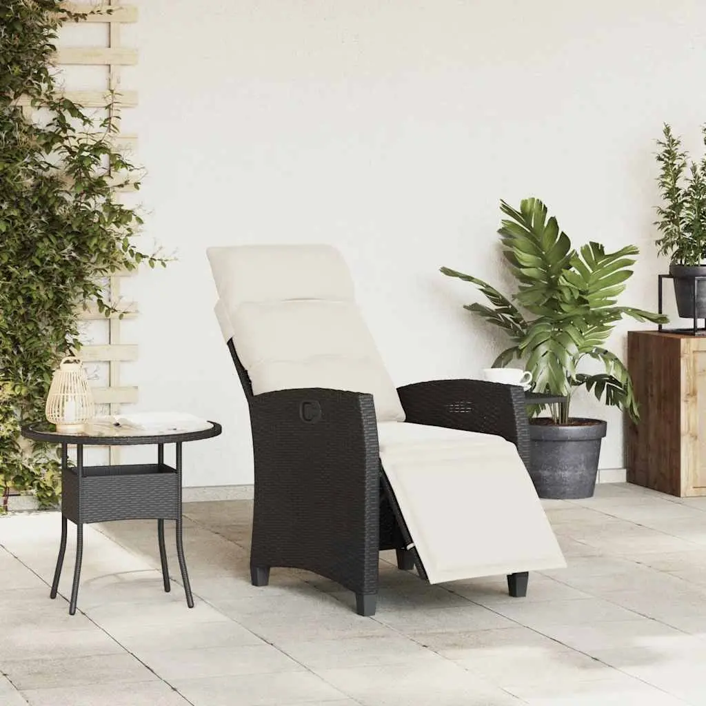 Reclining Garden Chair Adjustable Backrest Footrest Side Table Black